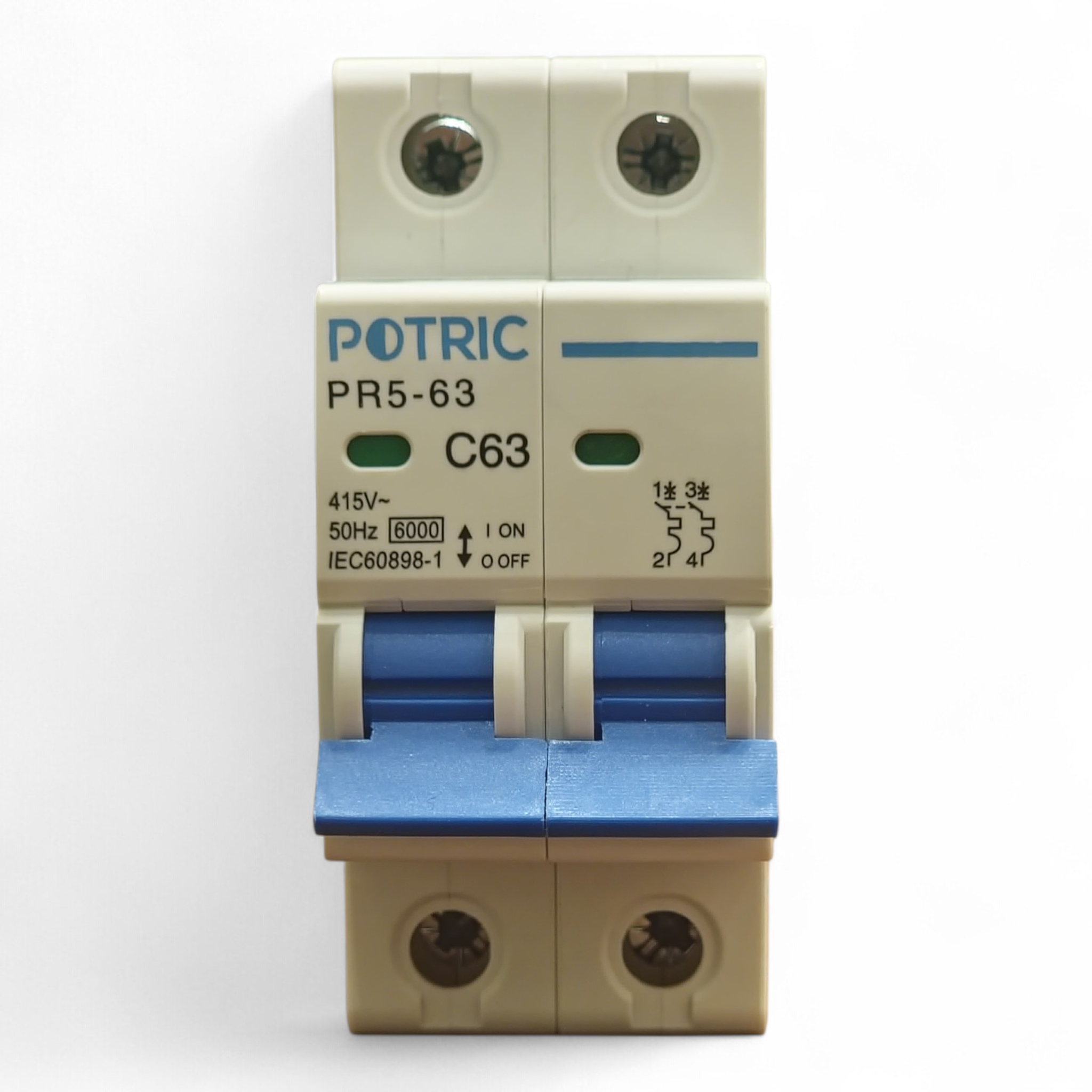 Potric Miniature Circuit Breaker (MCB), 2 Pole, 6kA, IEC 60898-1