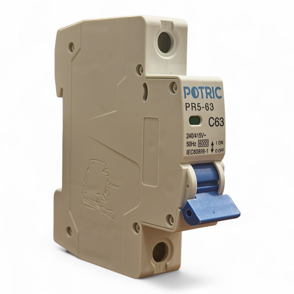 Potric PR5 1 Pole 63A Miniature Circuit Breaker Side View