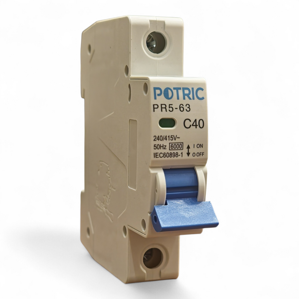 Potric PR5 1 Pole 40A Miniature Circuit Breaker Side View