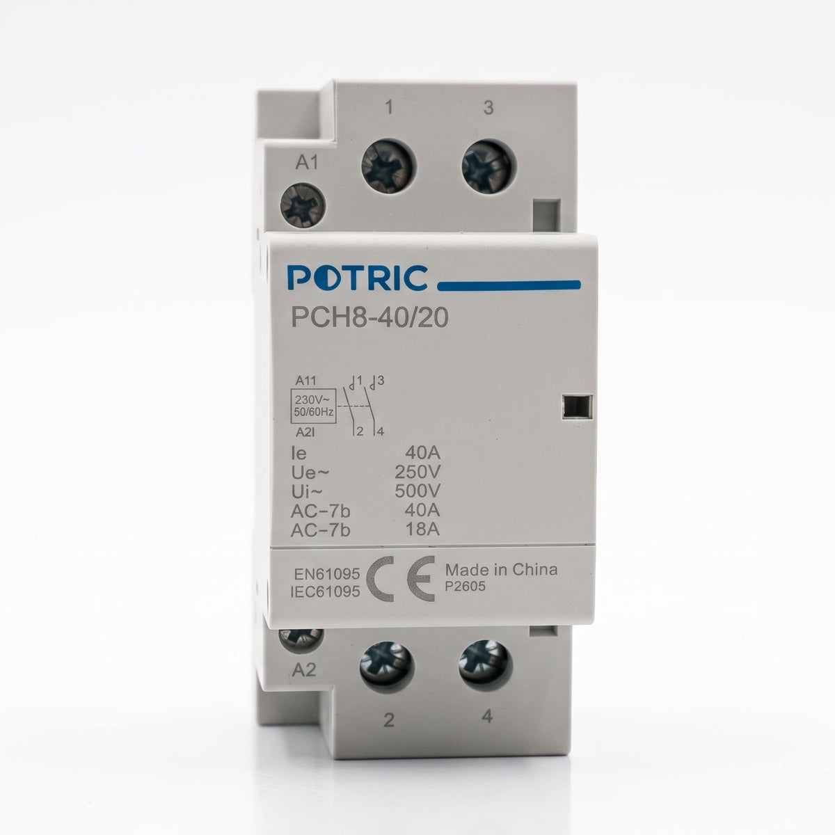 PotricPCH82polesilentACmodularcontactorfrontview