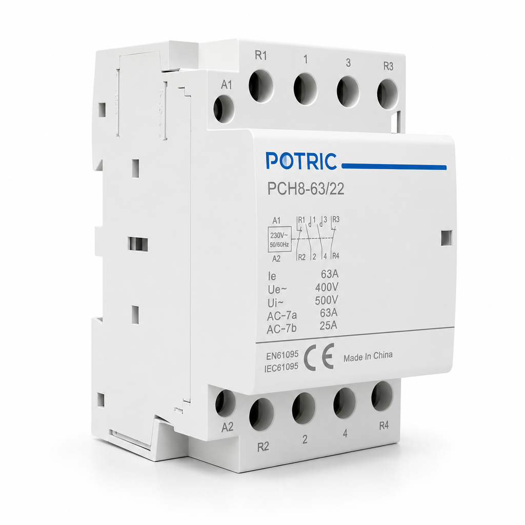 Potric PCH8 Four Pole Silent AC Contactor Side View