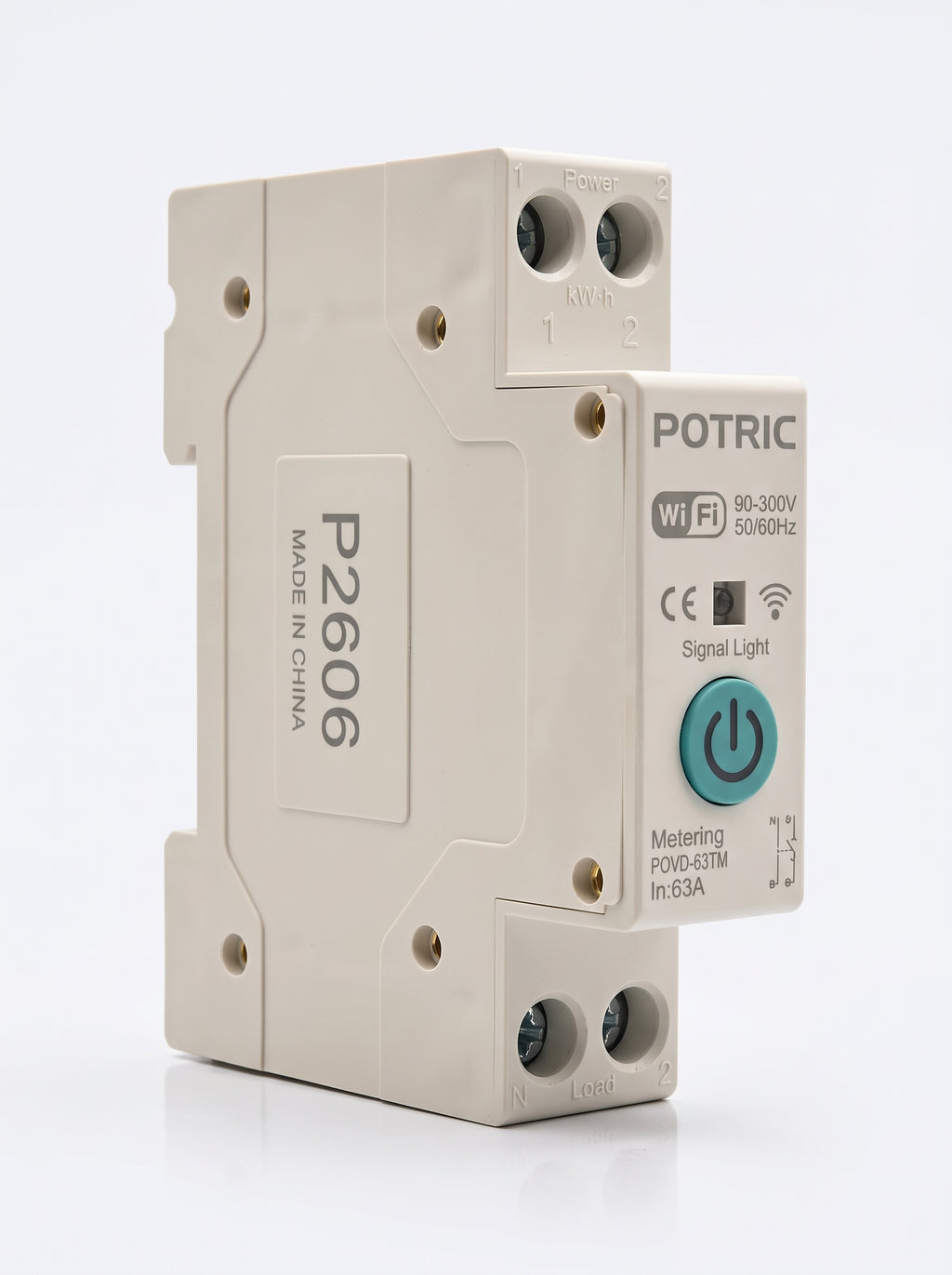 Potric POVD-63TM 63A WiFi smart switch DIN rail side view
