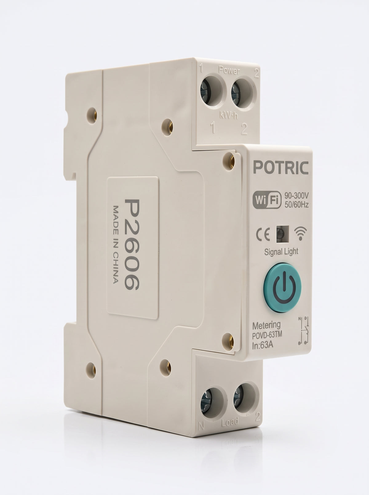 Potric POVD-63TM 63A WiFi smart switch DIN rail side view