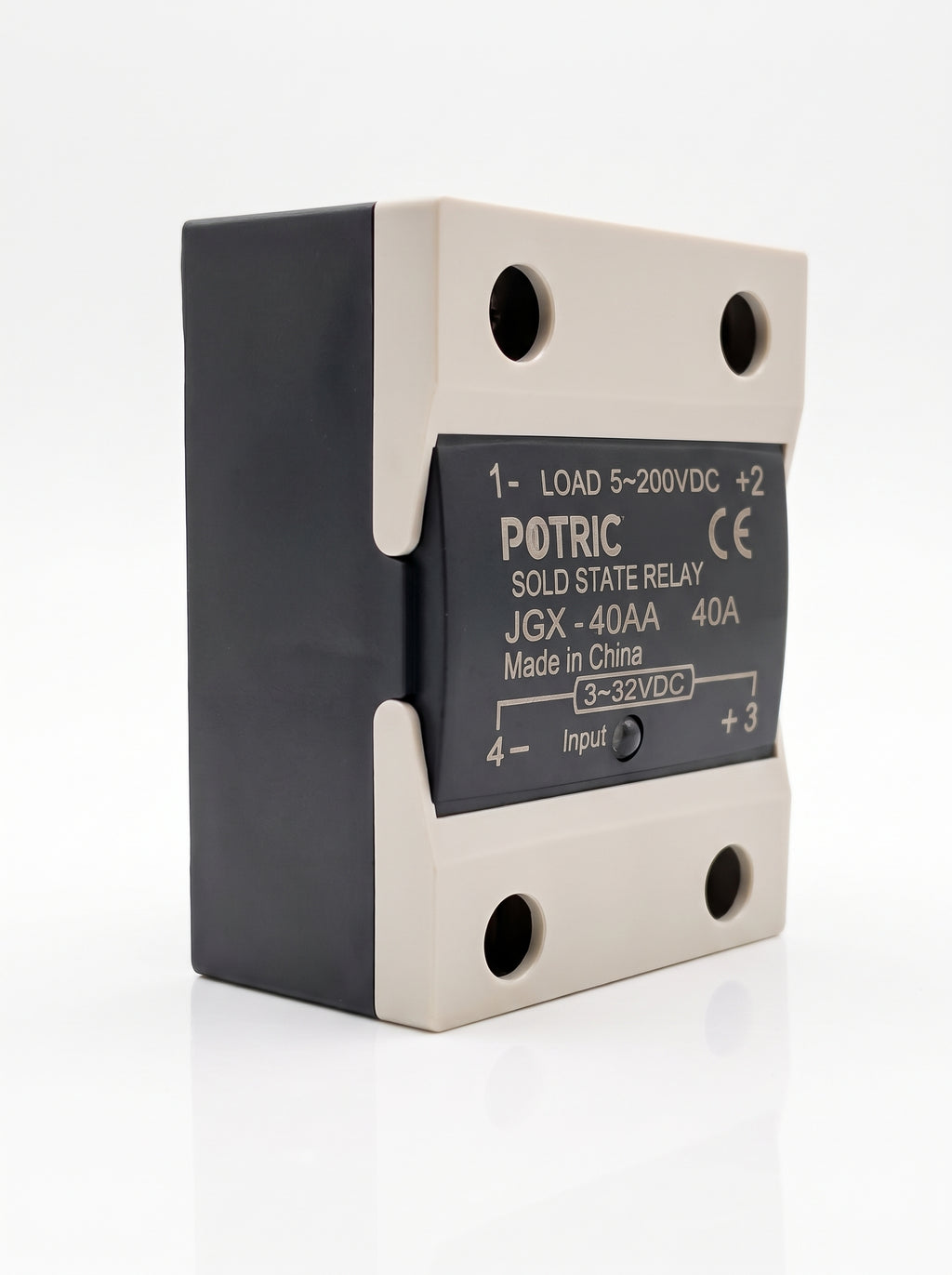 Potric JGX-40AA solid state relay side view with mounting base