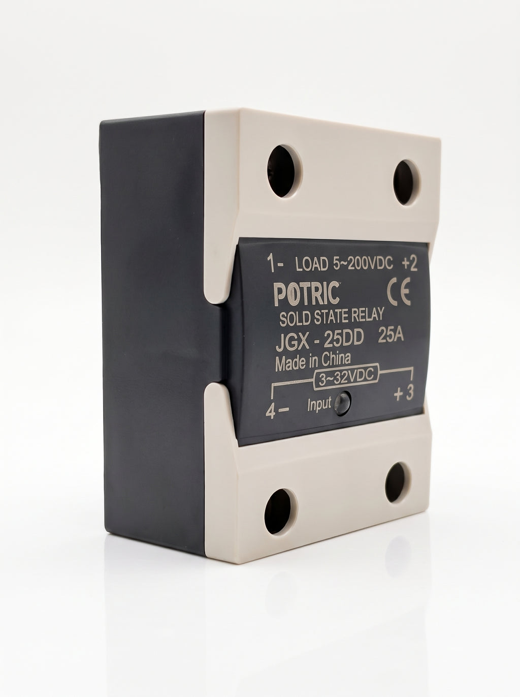 Potric JGX-DD solid state relay side view with mounting base