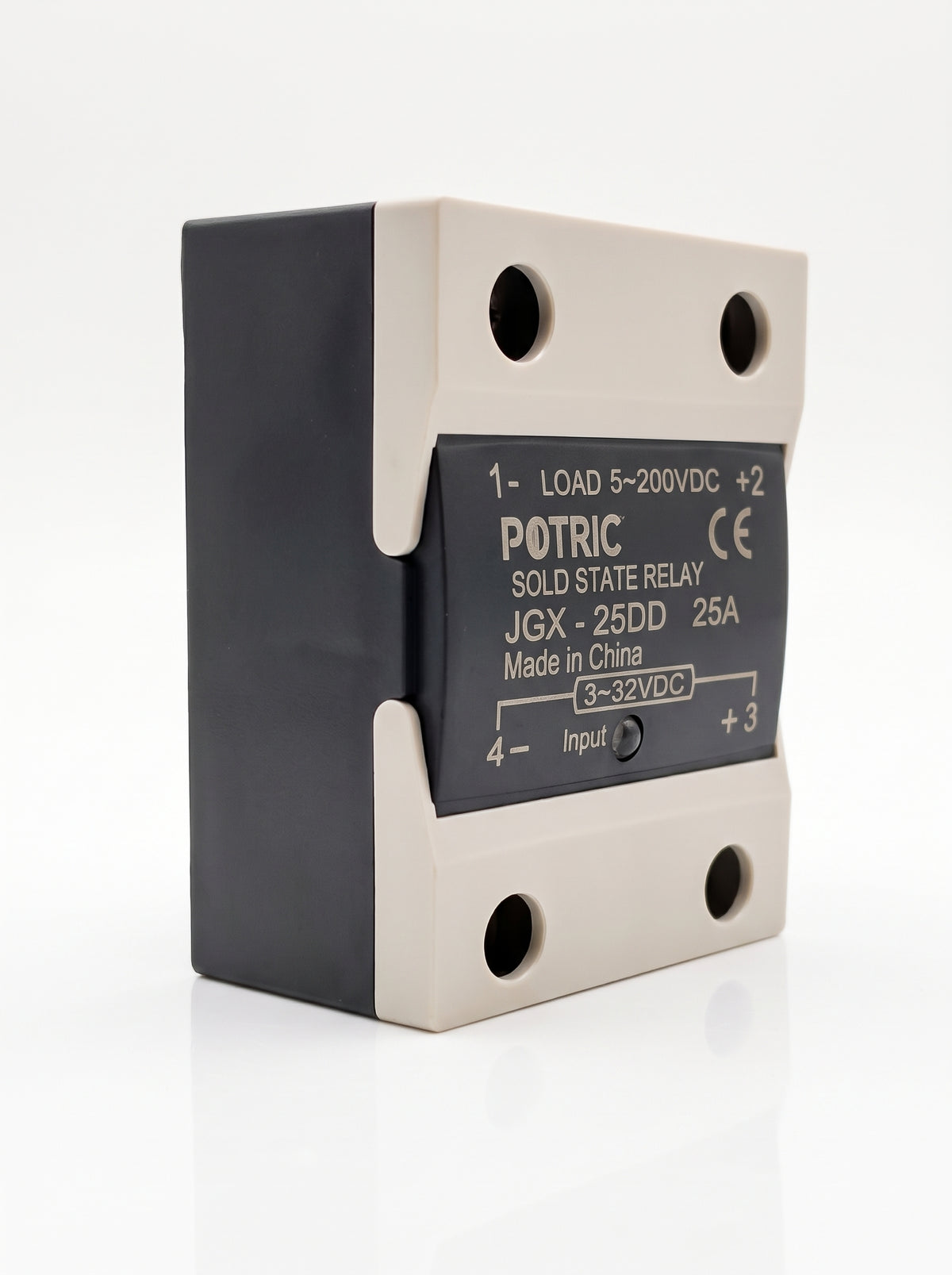 Potric JGX-DD solid state relay side view with mounting base
